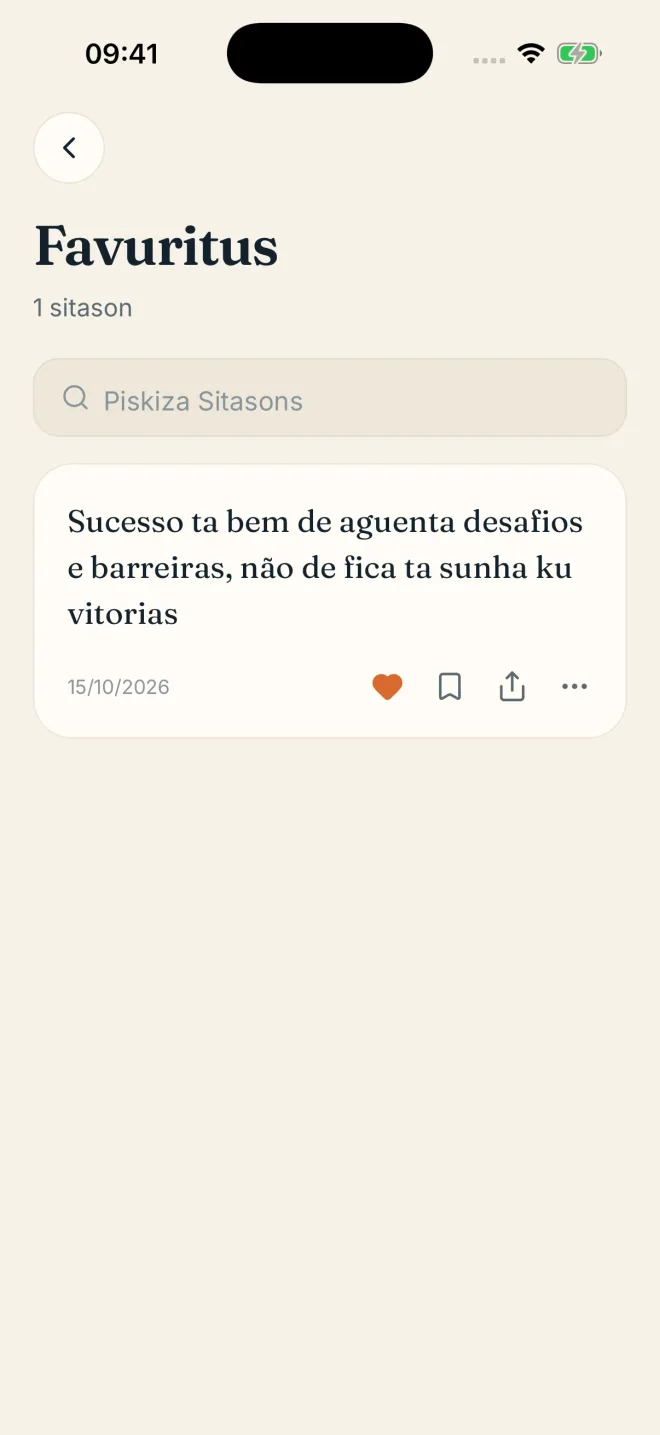 Ecrã de frases favoritas